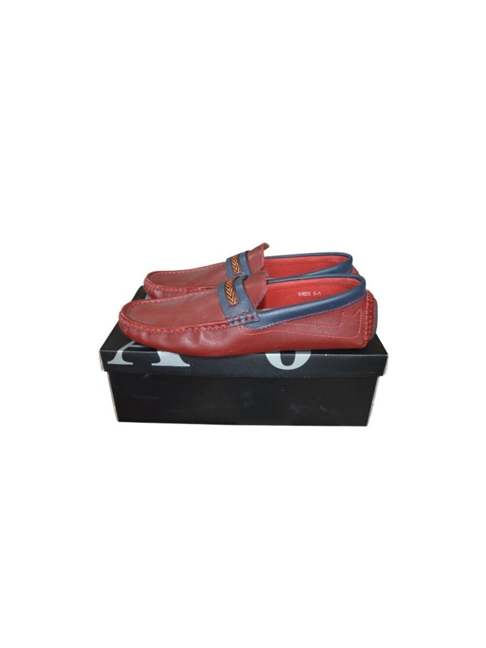 Aldo Rossini Burgundy Red Leather Loafers Blue Trim Men's Size 9.5 Preppy